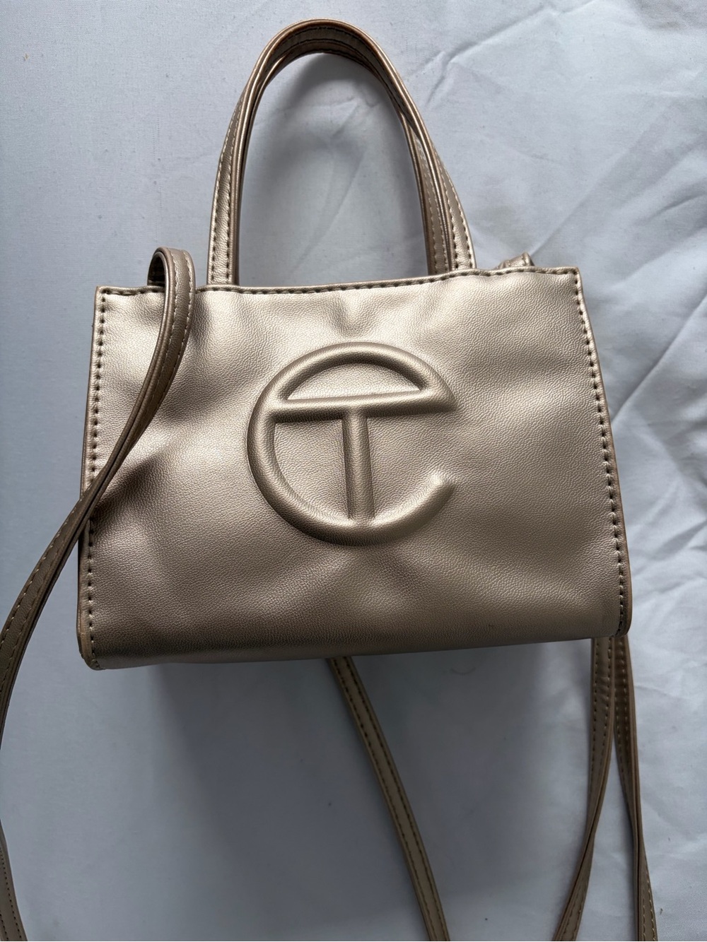 Telfar Metallic Gold Mini Tote with dust bag